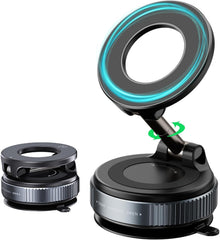 Vacuum Suction Car Phone Holder for Magsafe, Azonee 360° Rotatable Magnetic Mount with Strong Grip, Hands-Free Use in Car, Gym & Home (Comes with 1 Magnet Ring)