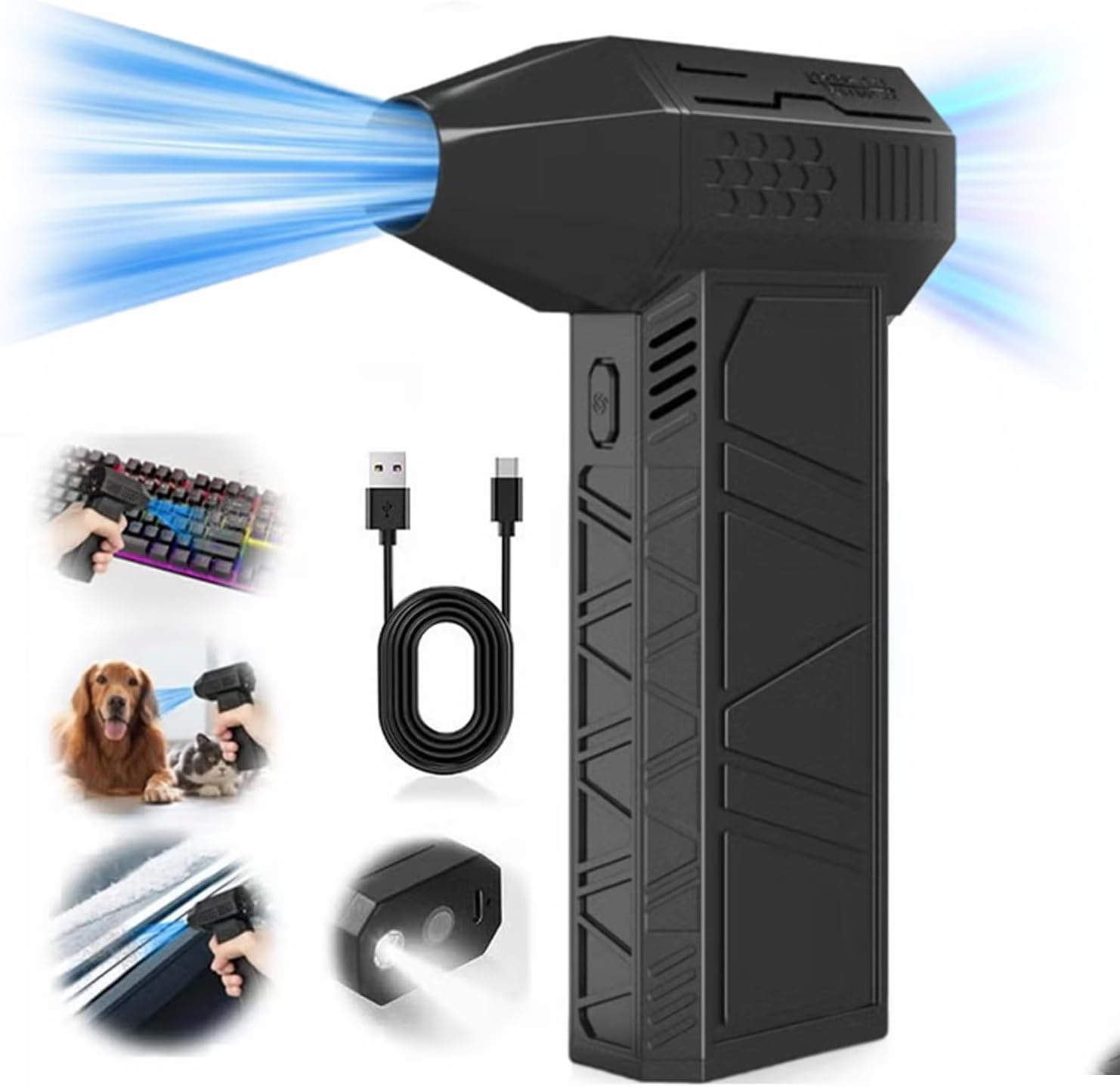 HuaKe Electric Air Duster Handeld Fan,130000 Rpm Jet Dry, Portable Blower Air Duster, Turbo Powerful Handheld Super Jet Fan Blower for Car, Cleaning, Camping, Outdoors