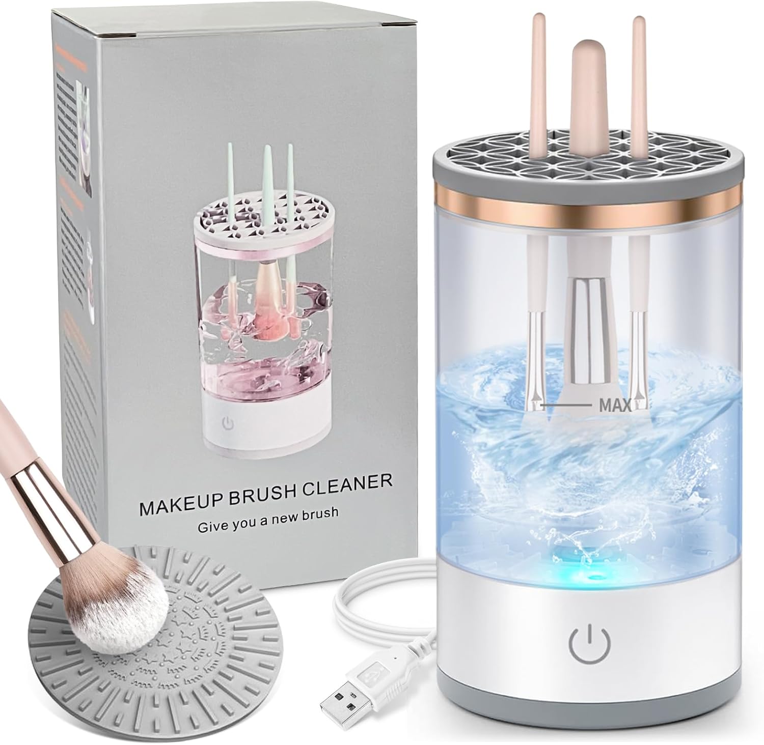 mulijuan Electric Makeup Brush Cleaner, Quick Efficient Machine for Deep Cleaning All Types of Brushes, Portable Compact Design for Travel Home Use, for...