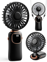 coldSky Portable Handheld Fan, 4000mAh Battery Operated Fan with LED Display, Handheld/Neck/Desk 3 in 1 Personal Small Fan, 90° Foldable Desk Fan with Base,...