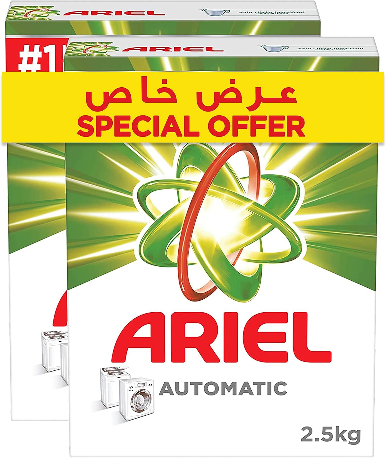 Ariel Automatic Laundry Detergent Powder, Original Scent, Stain-Free Clean Laundry, Washing Powder, Dual Pack, 2.5Kg